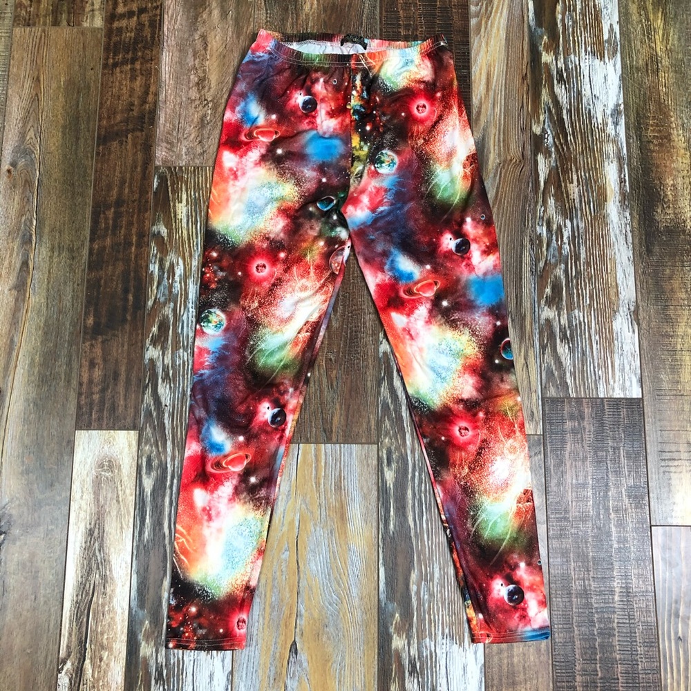 Red Galaxy Stretchy Leggings M/L QED London